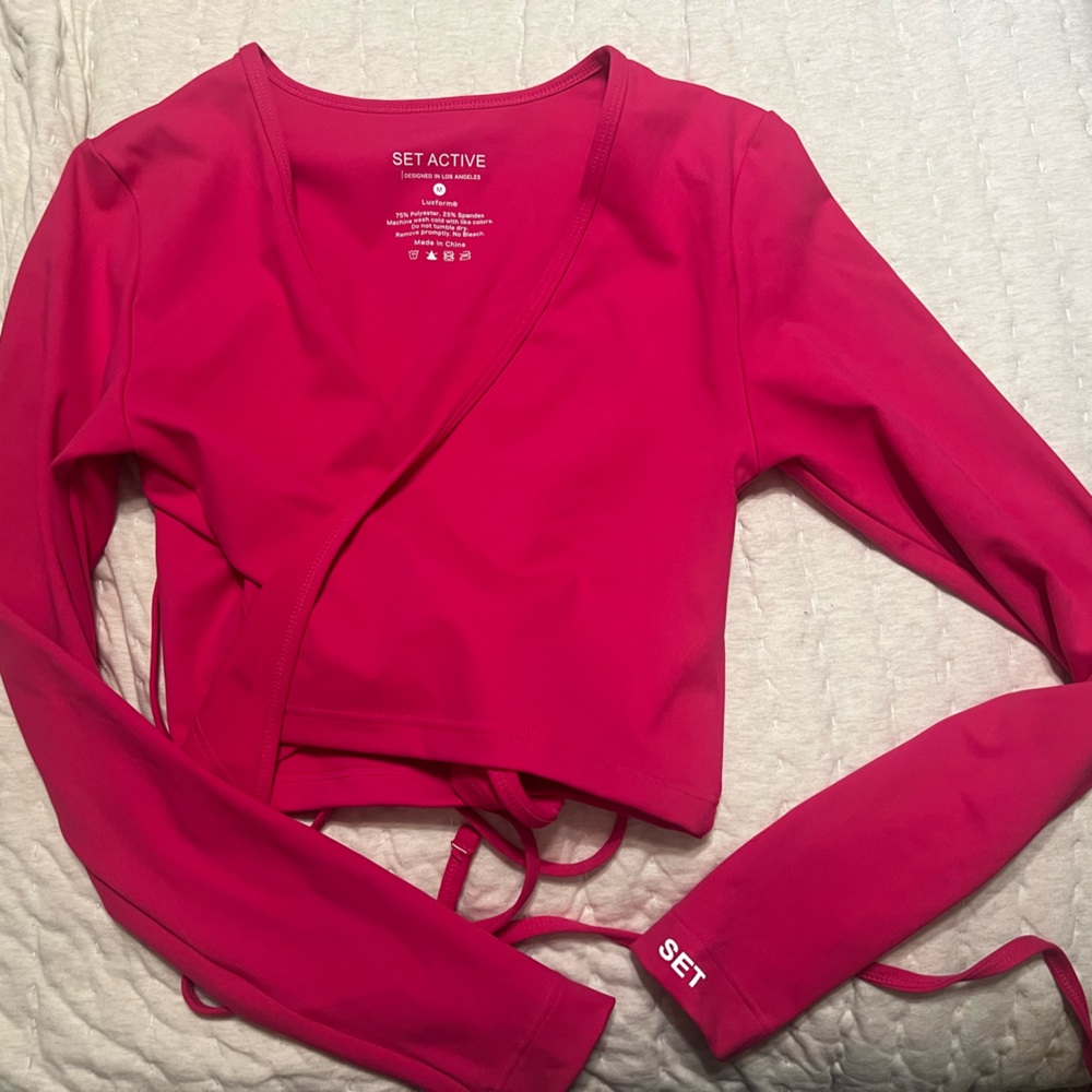 Set Active Pink Pilates Wrap Top